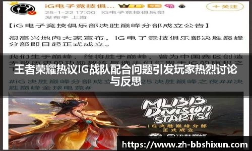 王者荣耀热议IG战队配合问题引发玩家热烈讨论与反思